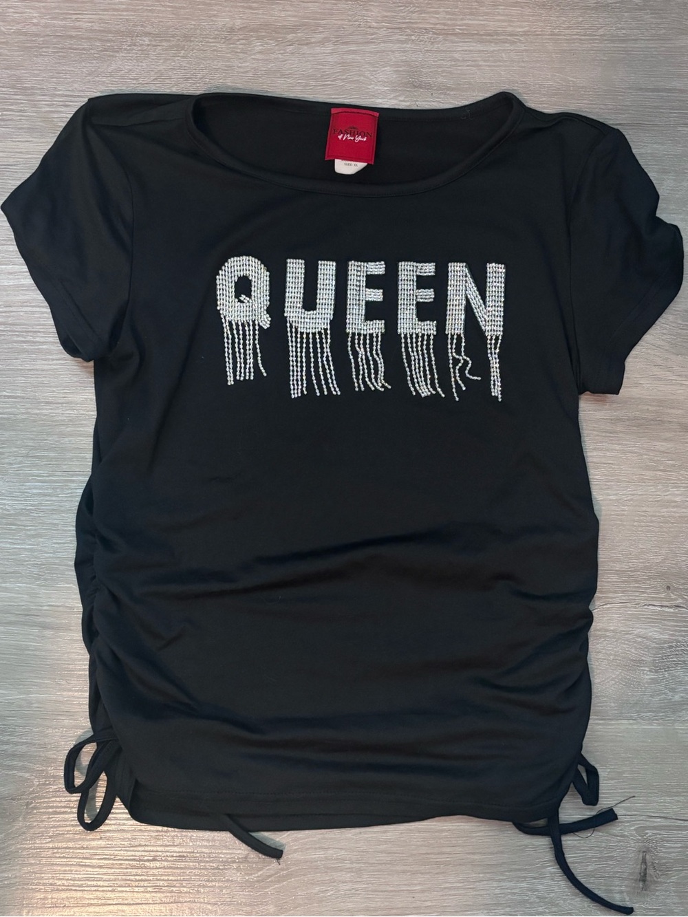 Queen Energy Rhinestone Ruched Tunic Top | Size Small | Fashion Nova